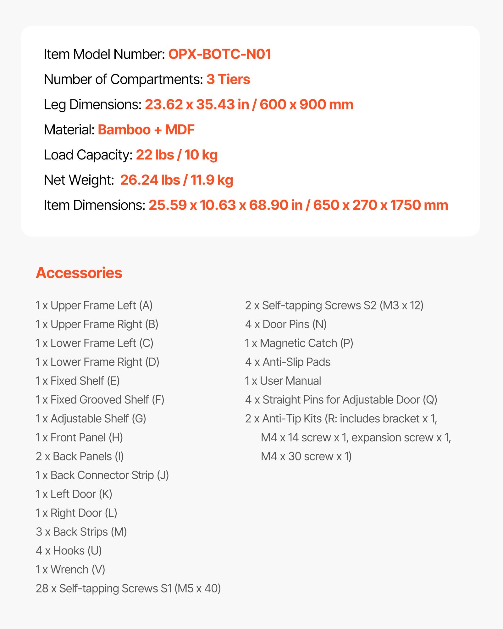 VEVOR Toilettenschrank Badezimmerschrank mit Doppeltür & verstellbarem Regal, platzsparender 3-stöckiger Badschrank über der Toilette mit offenem Regal, 65x27x175 cm Aufbewahrungsschrank Natur