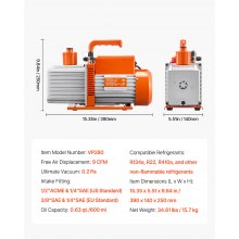 VEVOR Vakuumpumpe 9 CFM HVAC 2-stufige Drehschieber-Vakuumpumpe Vacuum Pump