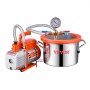VEVOR 5.68 L vacuum chamber and 3.5 CFM pump, stainless steel chamber, 1-stage vacuum pump degassing chamber kit, with acrylic lid, oil, 1.5 m hose, vacuum pump kit for degassing resin, silicone, and epoxies