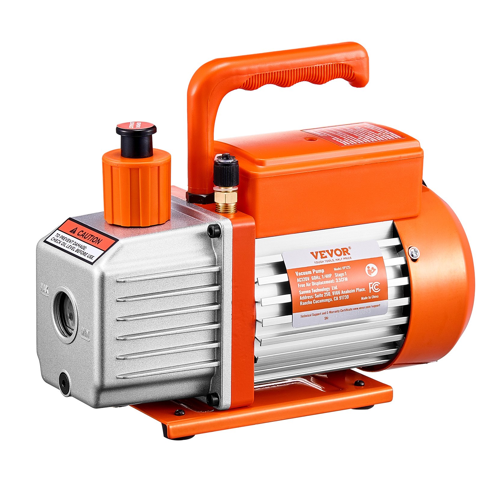 VEVOR 18,93 L Vakuumkammer & 3,5 CFM Pumpe, Edelstahlkammer, einstufiges Vakuumpumpen-Entgasungskammerset, mit Acryldeckel, Öl, 1,5 m Schlauch, Vacuum Pump Kit zum Entgasen von Harz-Silikon-Epoxiden