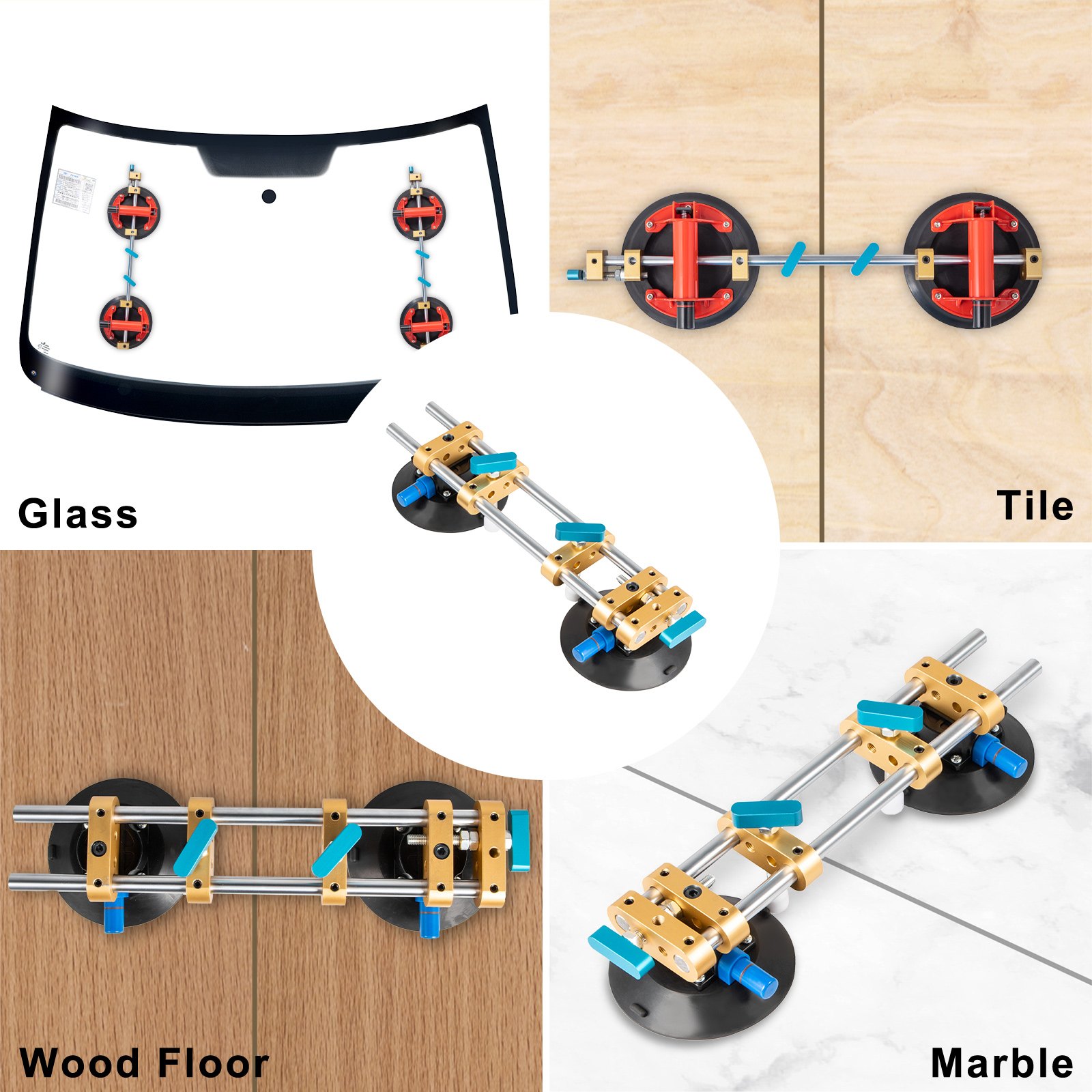 Vevor Saugheber Glassauger Vakuumheber Glasheber 43,4x15,2x13,5cm Max. 120kg Alu