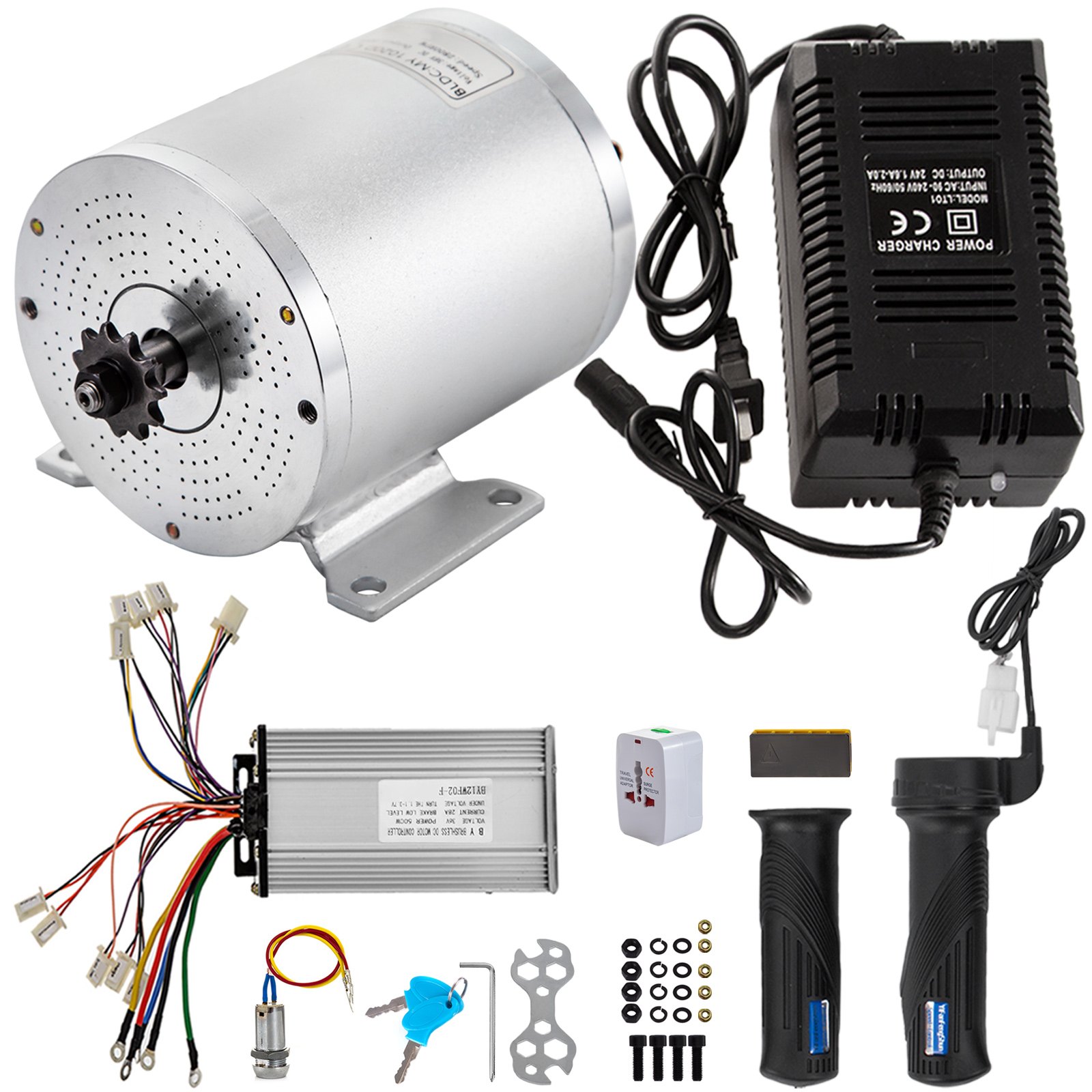 VEVOR Gleichstrommotor Bürstenloser Elektromotor Go-Kart Motor 36V 500W für Elektrofahrrad