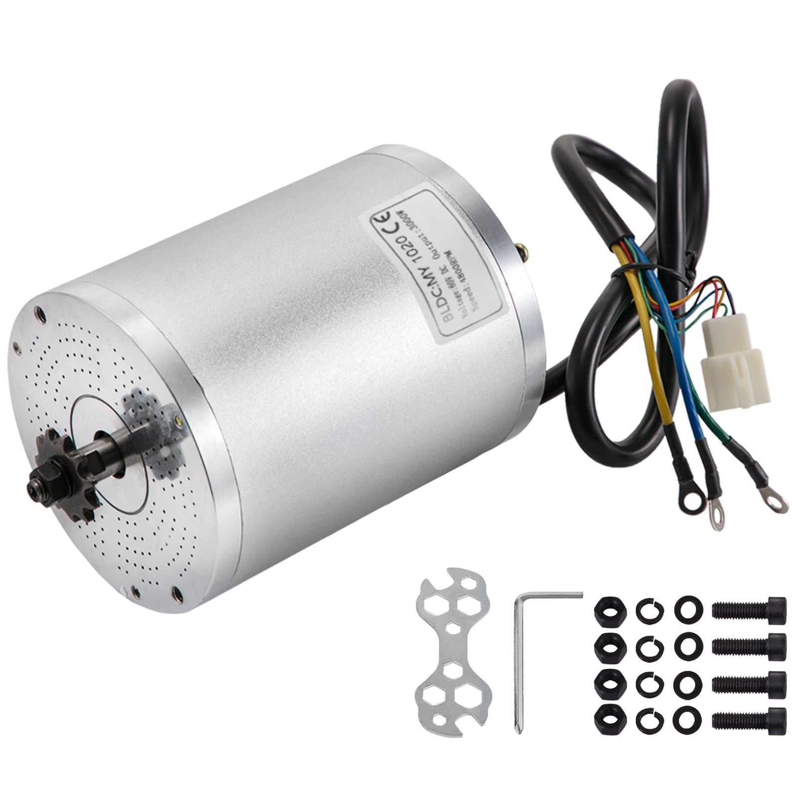 VEVOR Gleichstrommotor 60V Bürstenloser Gleichstrommotor Elektromotor 3KW Bürstenloser Elektromotor 4800 U Brushless Electric Motor