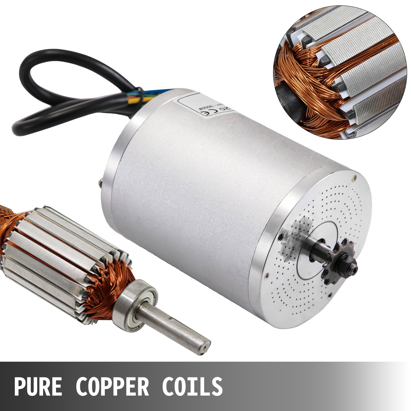 VEVOR Gleichstrommotor 60V Bürstenloser Gleichstrommotor Elektromotor 3KW Bürstenloser Elektromotor 4800 U Brushless Electric Motor