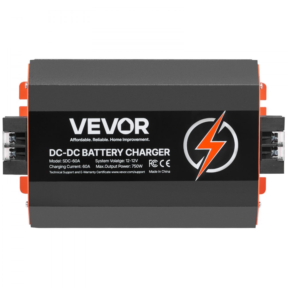 VEVOR 12V 60A DC/DC Battery Charger, 750W, for Lead-Acid, Lithium, AGM, GEL and Wet Batteries, Intelligent Multi-Stage Charging, for Motorhomes, Commercial Vehicles, Boats, Yachts