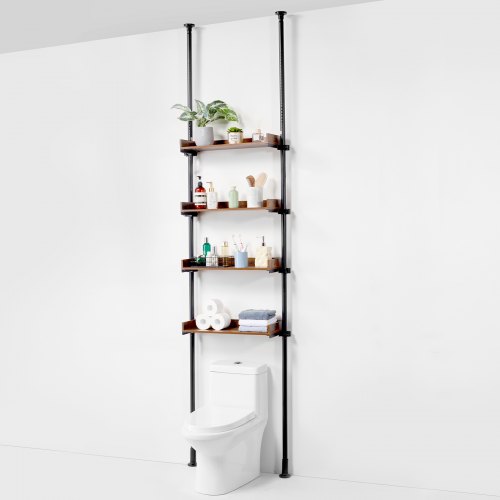 VEVOR Aufbewahrung über der Toilette, 4-stufiger verstellbarer Badezimmer-Organizer über der Toilette, kohlenstoffarmer Stahl, 135–332 cm hohes