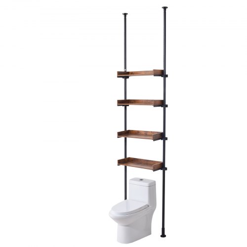 VEVOR Aufbewahrung über der Toilette, 4-stufiger verstellbarer Badezimmer-Organizer über der Toilette, kohlenstoffarmer Stahl, 135–332 cm hohes