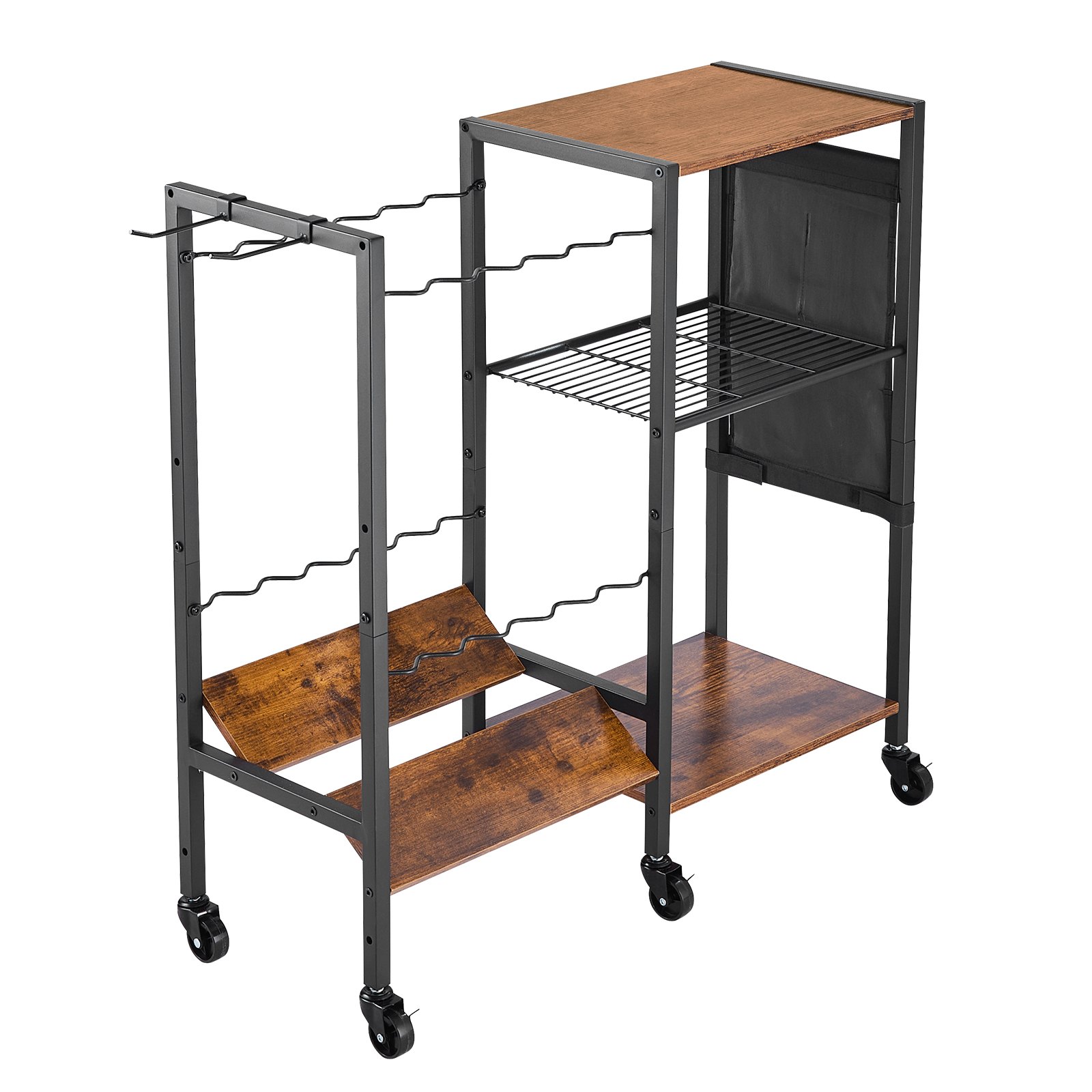 VEVOR Angelrutenhalter für 12 Angelruten, rollbare Rutenständer aus legierter Stahl + MDF für die Organisation und Lagerung, platzsparende Bodenständer Angelausrüstung Geschenke für Angelfreunde