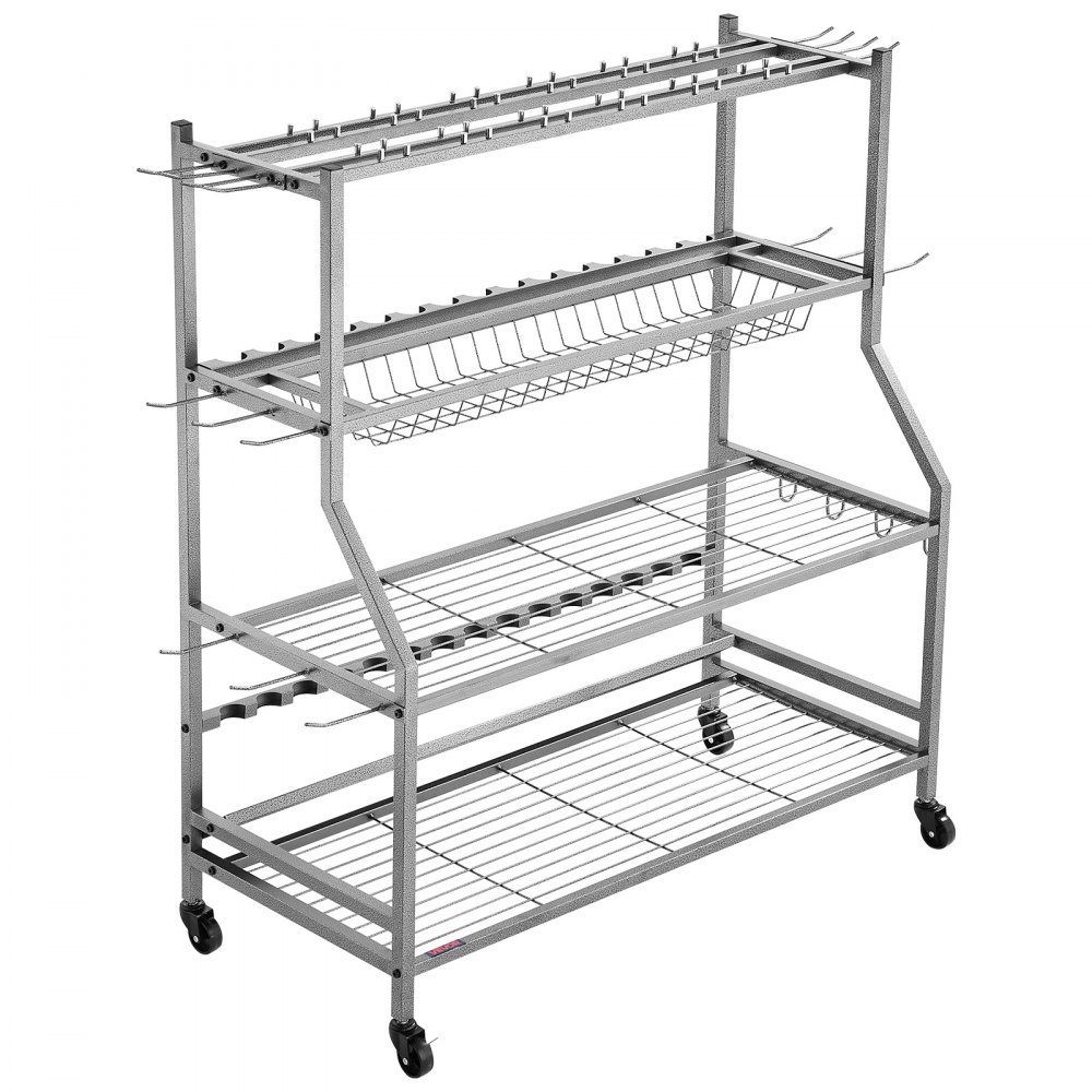 VEVOR Angelrutenhalter für 15 Angelruten, rollbarer Rutenständer aus legierter Stahl für die Organisation und Lagerung, platzsparende Bodenständer Angelausrüstung, Geschenke für Angelfreunde