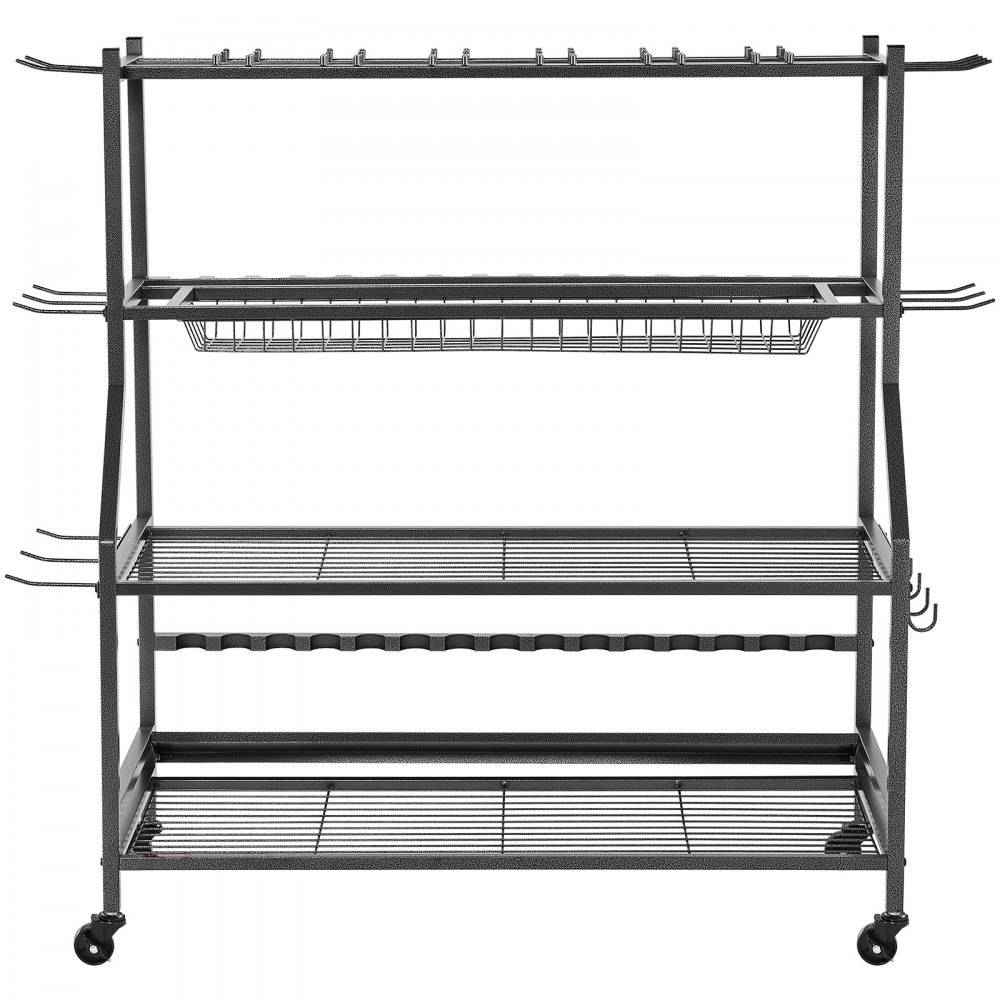 VEVOR Angelrutenhalter für 15 Angelruten, rollbarer Rutenständer aus legierter Stahl für die Organisation und Lagerung, platzsparende Bodenständer Angelausrüstung, Geschenke für Angelfreunde