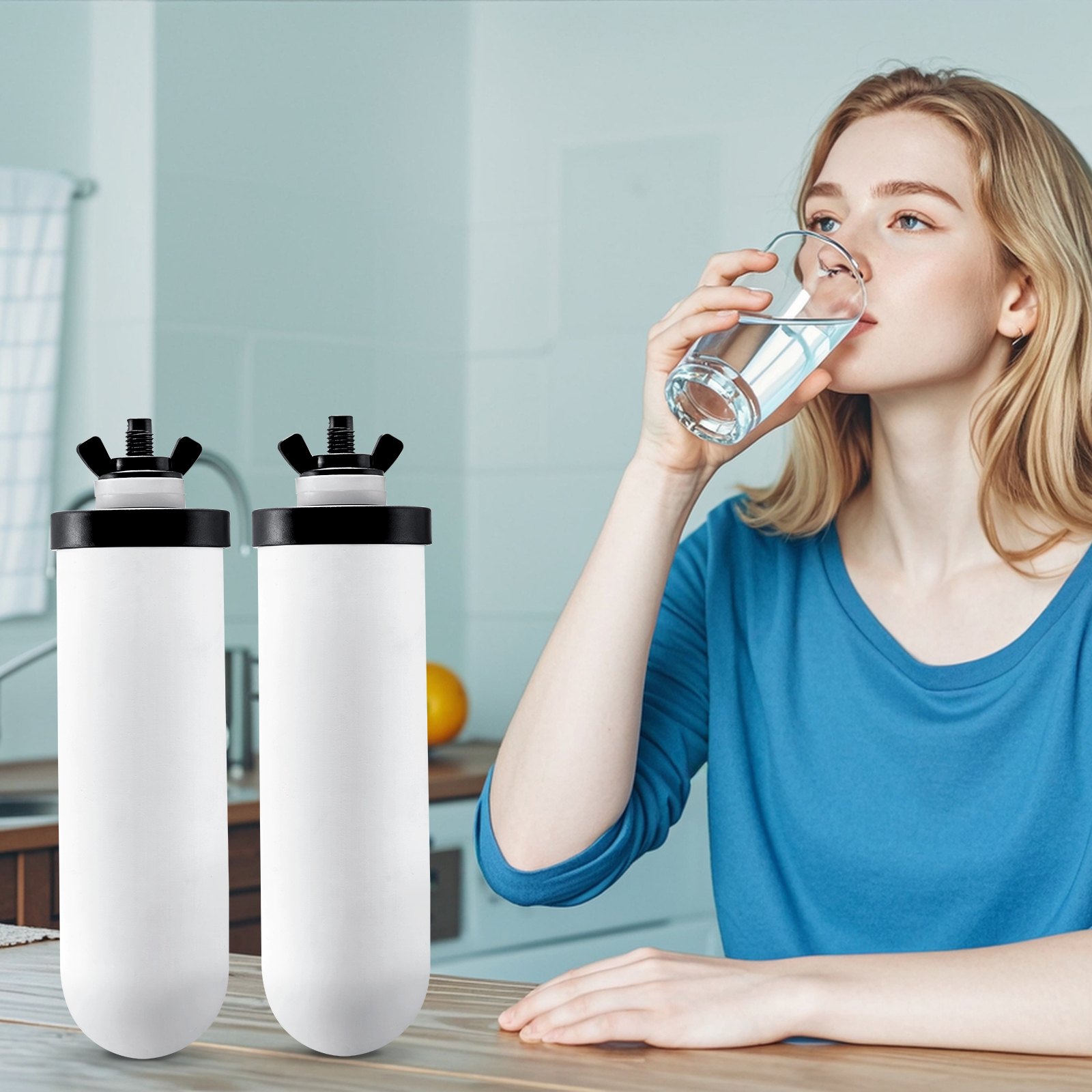 VEVOR Schwerkraft-Wasserfiltersystem Ersatz Wasserfilter-Ersatz Reinigungselemente, Keramik-Ersatzfilter, leicht austauschbarer Wasserfilter, , kompatibel mit den meisten Marken, 2 Stk. weiß