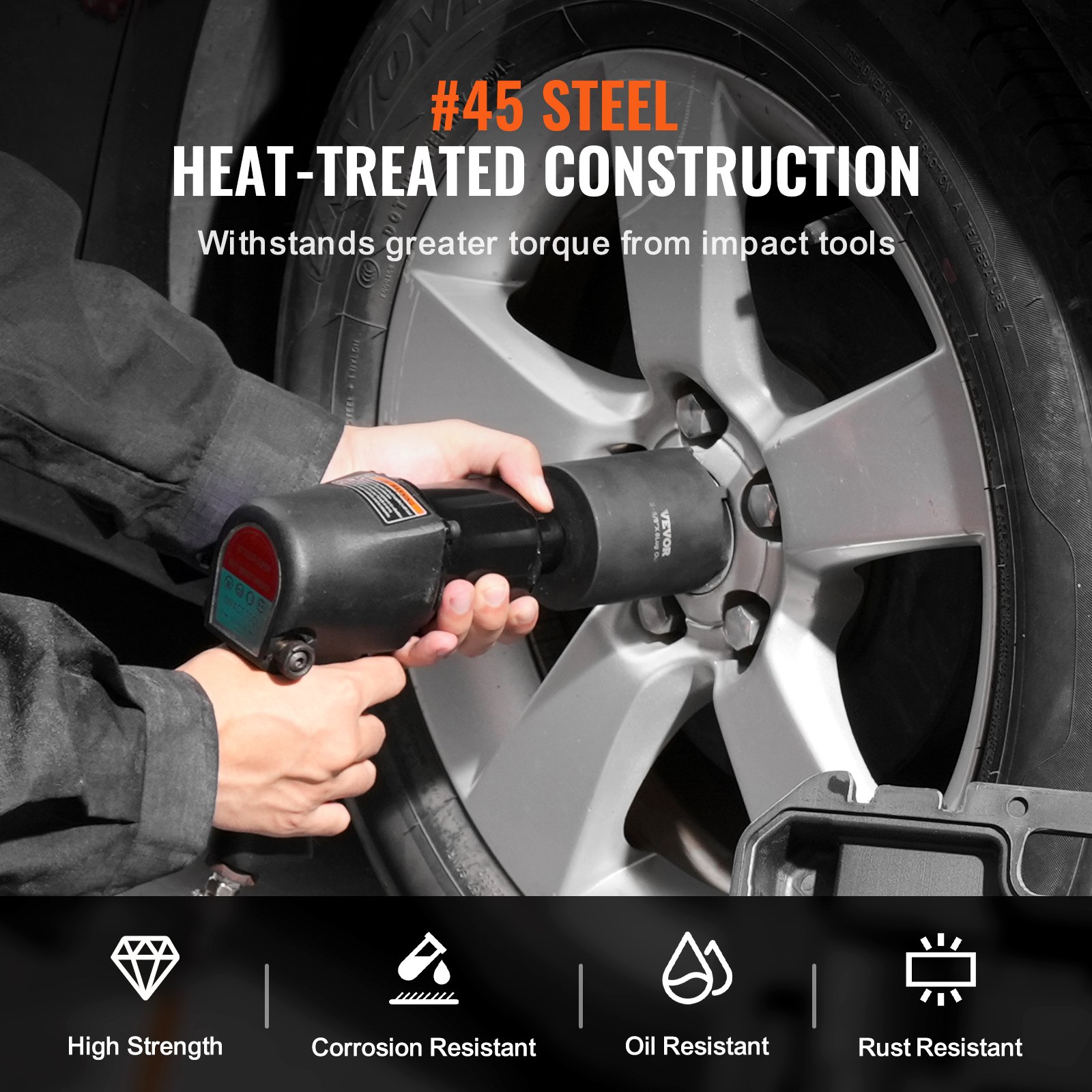 VEVOR Spindelmutter-Steckschlüsselsatz 12,7 mm Antrieb, 6-teiliger Achsnabenmutter-Steckschlüsselsatz mit Aufbewahrungskoffer, Achsspindelmutter-Halterungen-Entferner Steckschlüsselsatz Spindelmutter