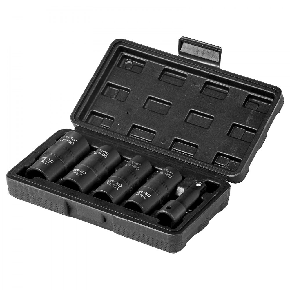 VEVOR Radmuttern Schlagsteckschlüsselsatz, 12,7 mm Antrieb, metrisch & SAE, 6-Kant-Klappsteckschlüsselsatz, insgesamt 4 Radmutterngrößen, CR-MO-Stahl-Radsteckschlüsselsatz mit Aufbewahrungskoffer