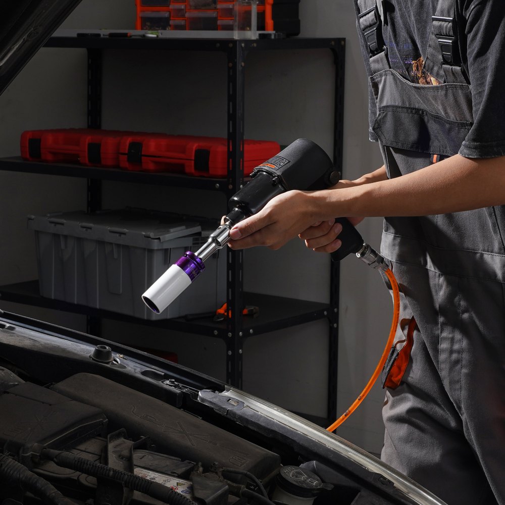 VEVOR Radmuttern-Schlagsteckschlüsselsatz, metrischer 6-Kant-Tiefsteckschlüsselsatz, 12,7 mm Antrieb, 7 Radmutterngrößen insgesamt 17/19/21/22/23/24/27 mm, Radmuttern-Steckschlüsselsatz aus Cr-Mo