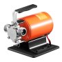 Orange VEVOR-Wassertransferpumpe mit Metallbeschlägen und schwarzem Griff auf stabilem Sockel.