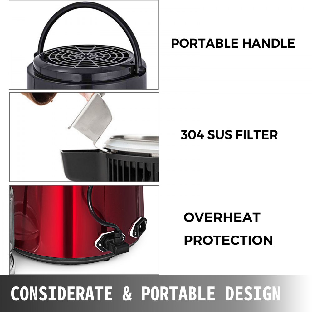 VEVOR Wasserdestillierapparat 750W Einstellbare Temperatur Wasserdestillierapparat Weinherstellung Set Brausatz Edelstahl Innendestillierapparat Hause Brauen 4L
