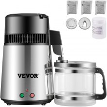 VEVOR Wasser Distiller Purifier Reines Wasser Distiller Filter Wasserdestillation 4L 750W Interner Edelstahl mit Sammlung Flasche (4L Edelstahl)