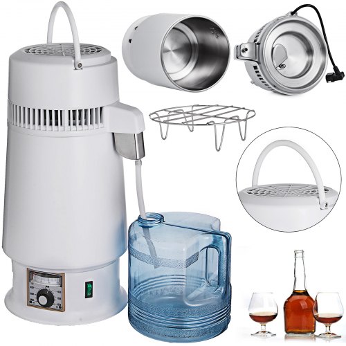 VEVOR Wasser Distiller 750W Einstellbare Temperatur Wasser Distiller Set Brewing Kit Edelstahl Inner Distiller Hause Brauen 4L Weinherstellung Kit