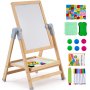 VEVOR 2-in-1 Kinder Staffelei Kindertafel Kreidetafel Whiteboard Zubehör Holz