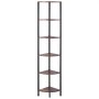 VEVOR 6 Tier Corner Shelf, Tall Corner Stand with LED Light, Wall Shelves Tower Storage Organizer with Metal Frame & Wooden Shelves, Narrow Display Book Shelf Rack for Bedroom, Living Room, Office