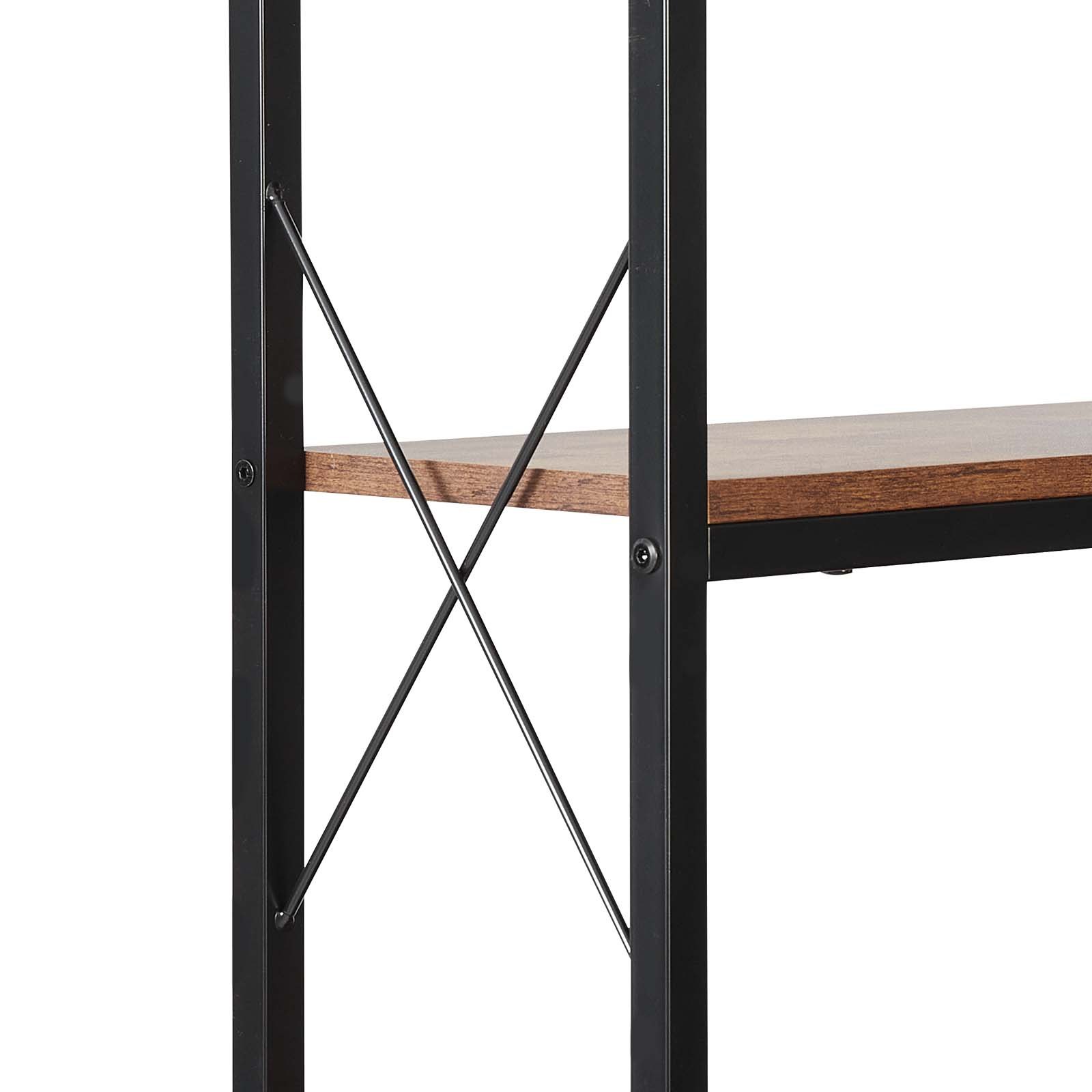 VEVOR Eckregal mit 7 Ebenen, hoher Eckständer Displayregal Lagerregal mit Metallrahmen & Holzregalen, Standregal (91 kg pro Ebene) Ausstellungsbücherregal für Schlafzimmer Wohnzimmer Büro Braun