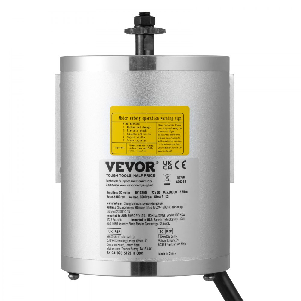 VEVOR 3000 W elektrischer bürstenloser Gleichstrommotor, Elektromotor, 72 V, 4900 U/min, Go-Kart-Elektromotor, elektrischer Dirtbike-Motor für E-Bike, Motorrad, Roller, Heimwerker