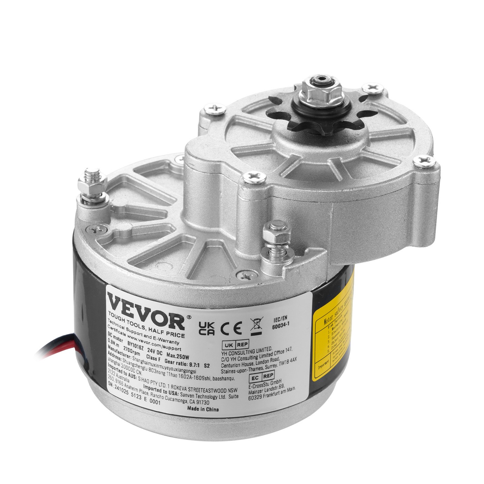 VEVOR 350 W Elektrischer Gleichstrommotor, Leistungsstarker Elektromotor, 24 V, 3000 U/min, Go-Kart-Elektromotor, elektrischer Dirtbike-Motor für E-Bike, Motorrad, Roller, Heimwerker