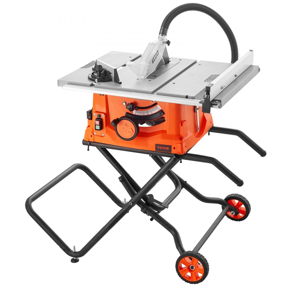 VEVOR Table Saw 1800W, Table Saw Ø254mm 4800rpm, 85mm at 90° Cross Cut 55mm at 45° Bevel Cut, Angle Stop -60˚/60˚, Ideal for Cutting Wood and DIY Woodworking Projects