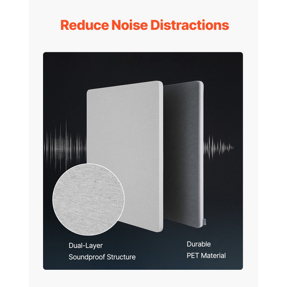 VEVOR Trennwand Schreibtisch, Sichtschutz, 1524x610 mm, zum Anklemmen, Schallschutz aus PET, Raumtrenner für Arbeitsplätze mit 2 C-Klemmen für Büro, Arbeitsplätze, Bibliothek