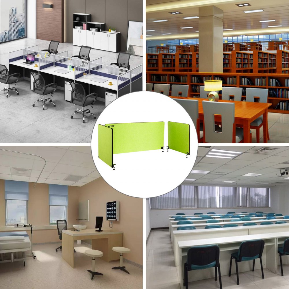 Vevor Schreibtisch Trennwand schutzscheibe Spuckschutz 3-teilig Grün 122 Cm