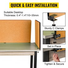 VEVOR 3x Schreibtisch Trennwand 152x61cm + 61x61cm Tischtrennwand Akustik Tischtrennwand Polyesterfaser Sichtschutz 125-4000Hz  Akustischer Absorptionskoeffizient Gelb ideal für Büro Konferenzraum
