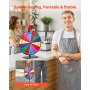 VEVOR Glücksrad Drehrad (305 mm) 14 Slots Glücksrad mit Ständer, Lotteriespiele Gewinn-Roulette mit Tafelschwamm & 2 Markern, 6 Farben, Spinning Prize Wheel ideal für Party Kneipe Messe