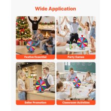 VEVOR Glücksrad Drehrad (305 mm) 14 Slots Glücksrad mit Ständer, Lotteriespiele Gewinn-Roulette mit Tafelschwamm & 2 Markern, 6 Farben, Spinning Prize Wheel ideal für Party Kneipe Messe