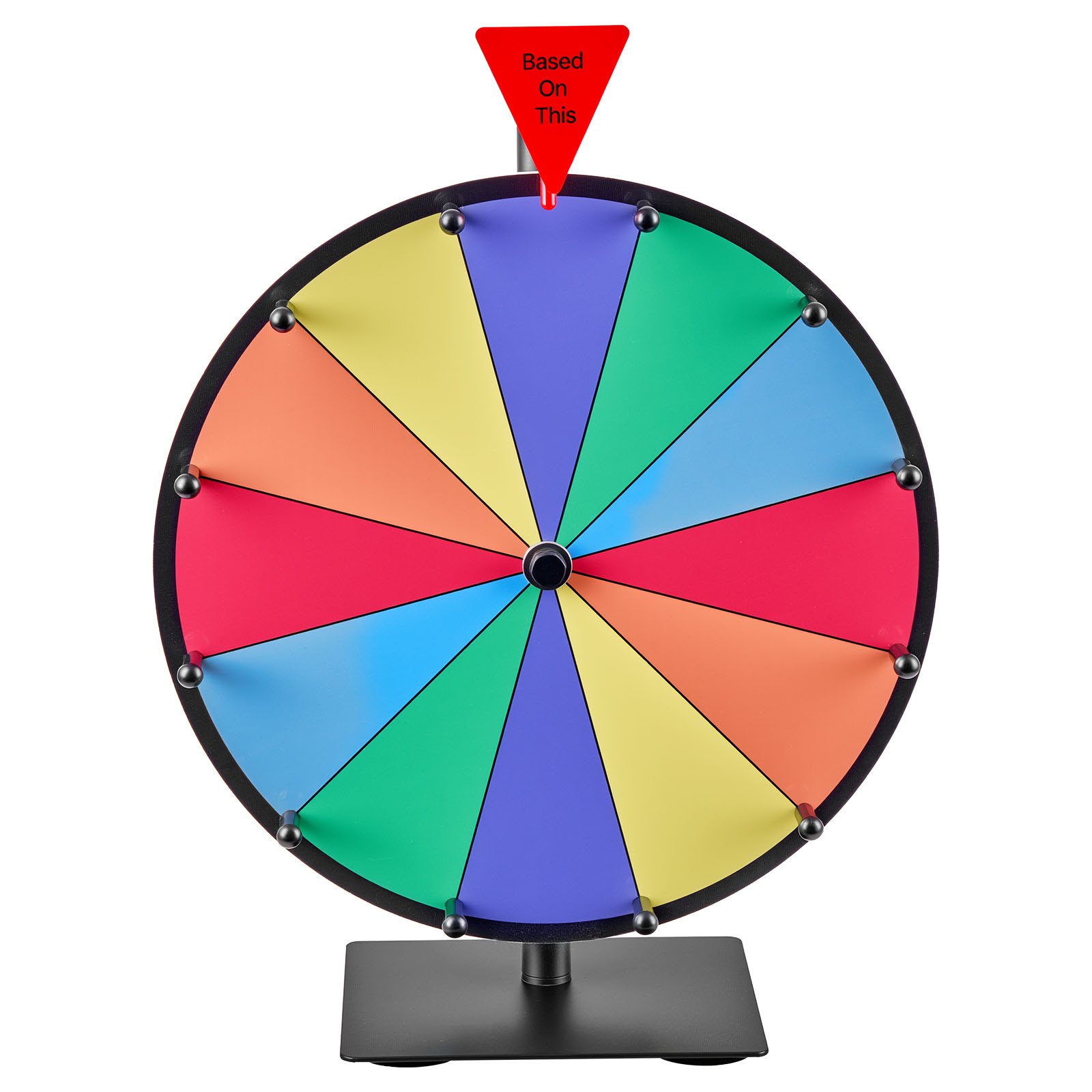 VEVOR Glücksrad Drehrad (305 mm) 12 Slots Glücksrad mit Ständer, Lotteriespiele Gewinn-Roulette mit Tafelschwamm und 2 Markern, 6 Farben, Spinning Prize Wheel ideal für Party Kneipe Messe