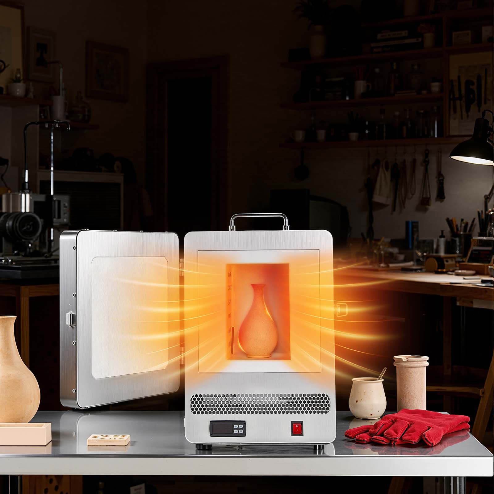 VEVOR elektrischer Schmelzofen 1650 W digitaler Schmelzofen, elektrischer Brennofen mit max. Temperatur 1200 ℃ für Wachsausschmelzguss Ton-DIY Metallglühen Keramikbrennen PID-Temperaturregelung