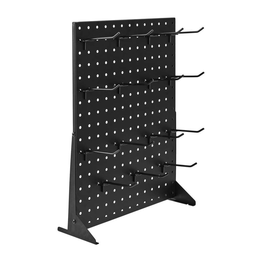 VEVOR Pegboard Display Stand, 43 x 33 cm Tabletop Pegboard Display Stand with 30 Hooks, Thickened Cold-Rolled Steel Peg Board Panel for Grocery, Retail Store and Jewelry Shop, Black (2 PCS)