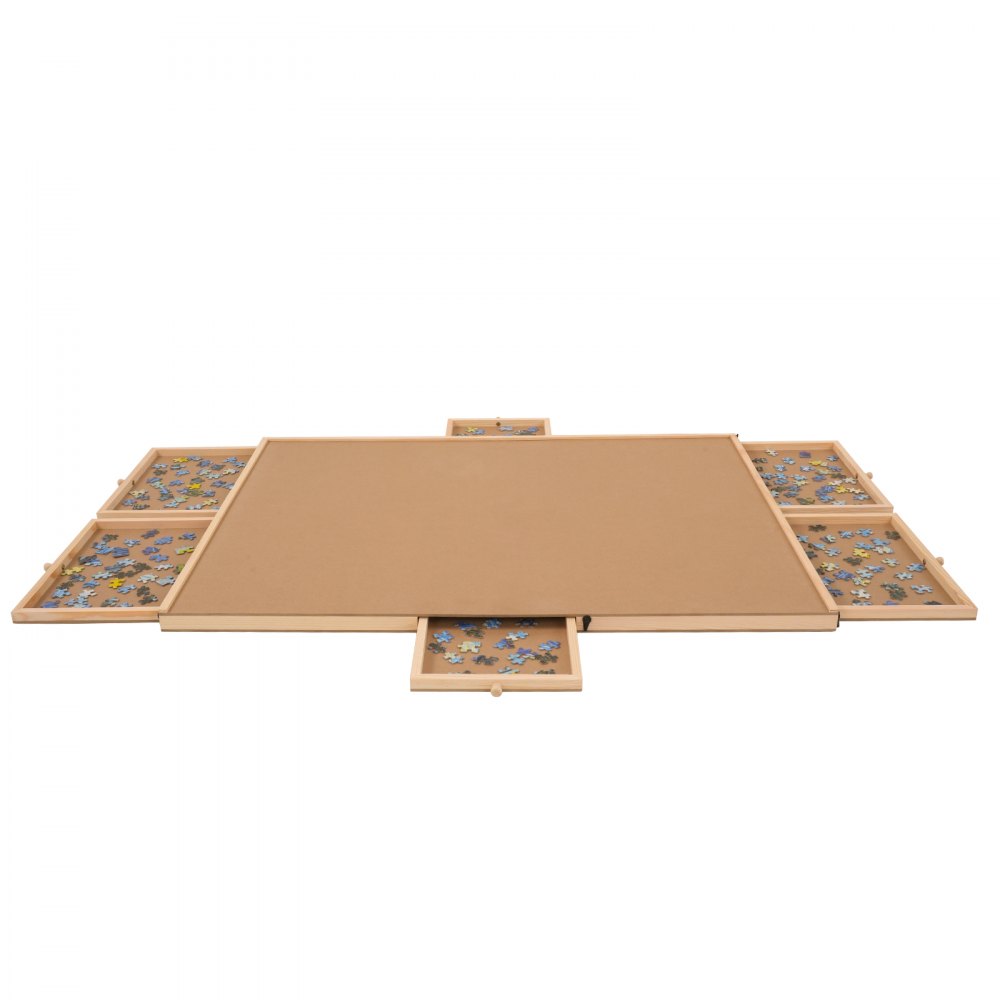 VEVOR Puzzletisch Puzzle Brett 1000 Teile, Puzzle Staffelei 360° Drehung Kiefer Puzzletisch, 760 x 560 x 47 mm Puzzel Board mit 6 Ausziehbaren Schubladen, Puzzlespaß Spielspaß für Erwachsene & Kinder