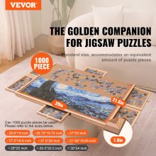 VEVOR Puzzletisch Puzzle Brett 1000 Teile, Puzzle Staffelei 360° Drehung Kiefer Puzzletisch, 760 x 560 x 47 mm Puzzel Board mit 6 Ausziehbaren Schubladen, Puzzlespaß Spielspaß für Erwachsene & Kinder