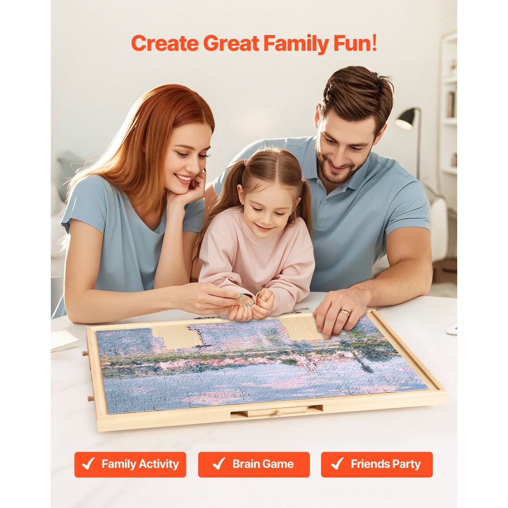 VEVOR 1000-teiliges drehbares Puzzlebrett mit 5 Schubladen & Abdeckung, tragbarer Puzzletisch (736 x 535 mm), Puzzle-Zubehör für Erwachsene, Puzzle-Organizer-Aufbewahrungssystem Puzzle Boards