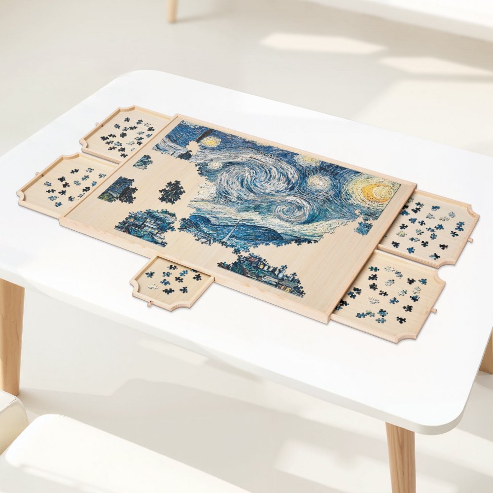 VEVOR 1500-teiliges drehbares Puzzlebrett mit 5 Schubladen & Abdeckung, tragbarer Puzzletisch (890 x 660 x 30 mm), Puzzle-Zubehör für Erwachsene, Puzzle-Organizer-Aufbewahrungssystem Puzzle Boards
