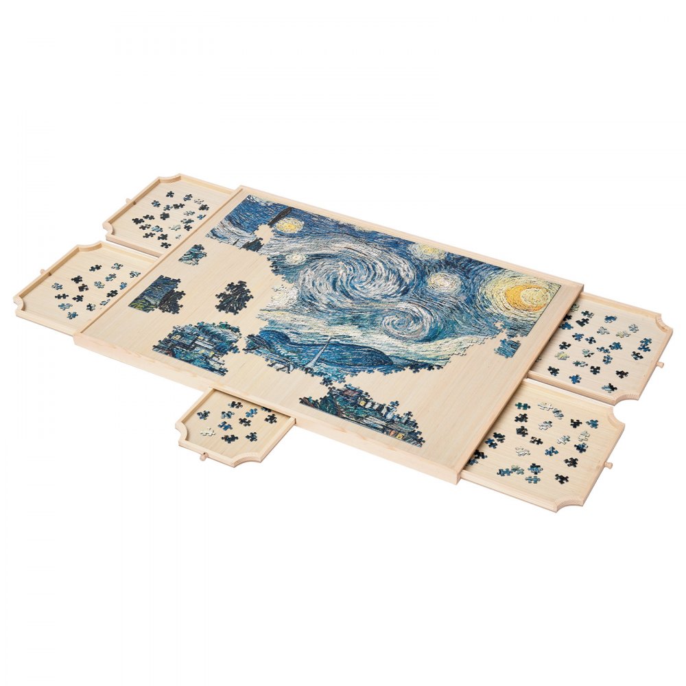 VEVOR 1500-teiliges drehbares Puzzlebrett mit 5 Schubladen & Abdeckung, tragbarer Puzzletisch (890 x 660 x 30 mm), Puzzle-Zubehör für Erwachsene, Puzzle-Organizer-Aufbewahrungssystem Puzzle Boards