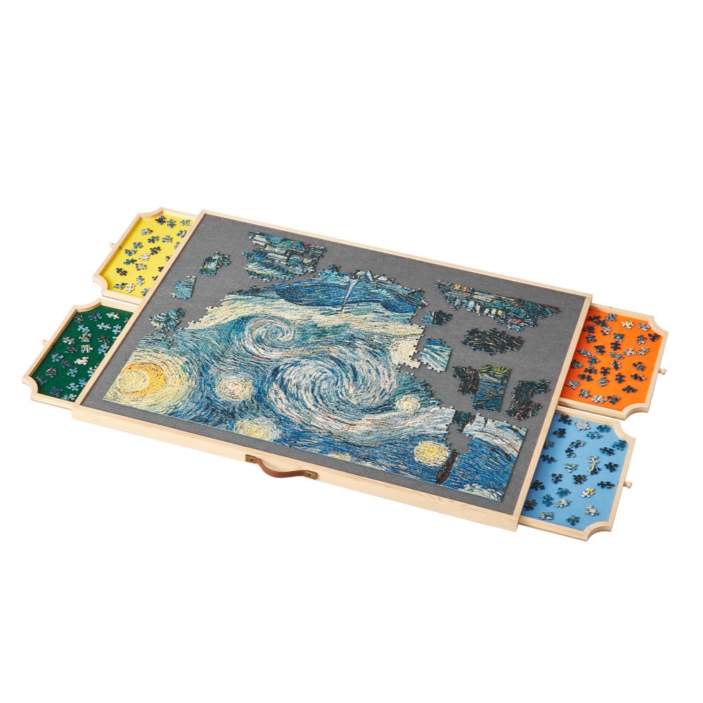 VEVOR 1500-teiliges drehbares Puzzlebrett mit 4 bunten Filzschubladen & Abdeckung, tragbarer Puzzletisch (890 x 660 x 32 mm), Puzzle-Zubehör für Erwachsene, Puzzle-Aufbewahrungssystem Puzzle Boards