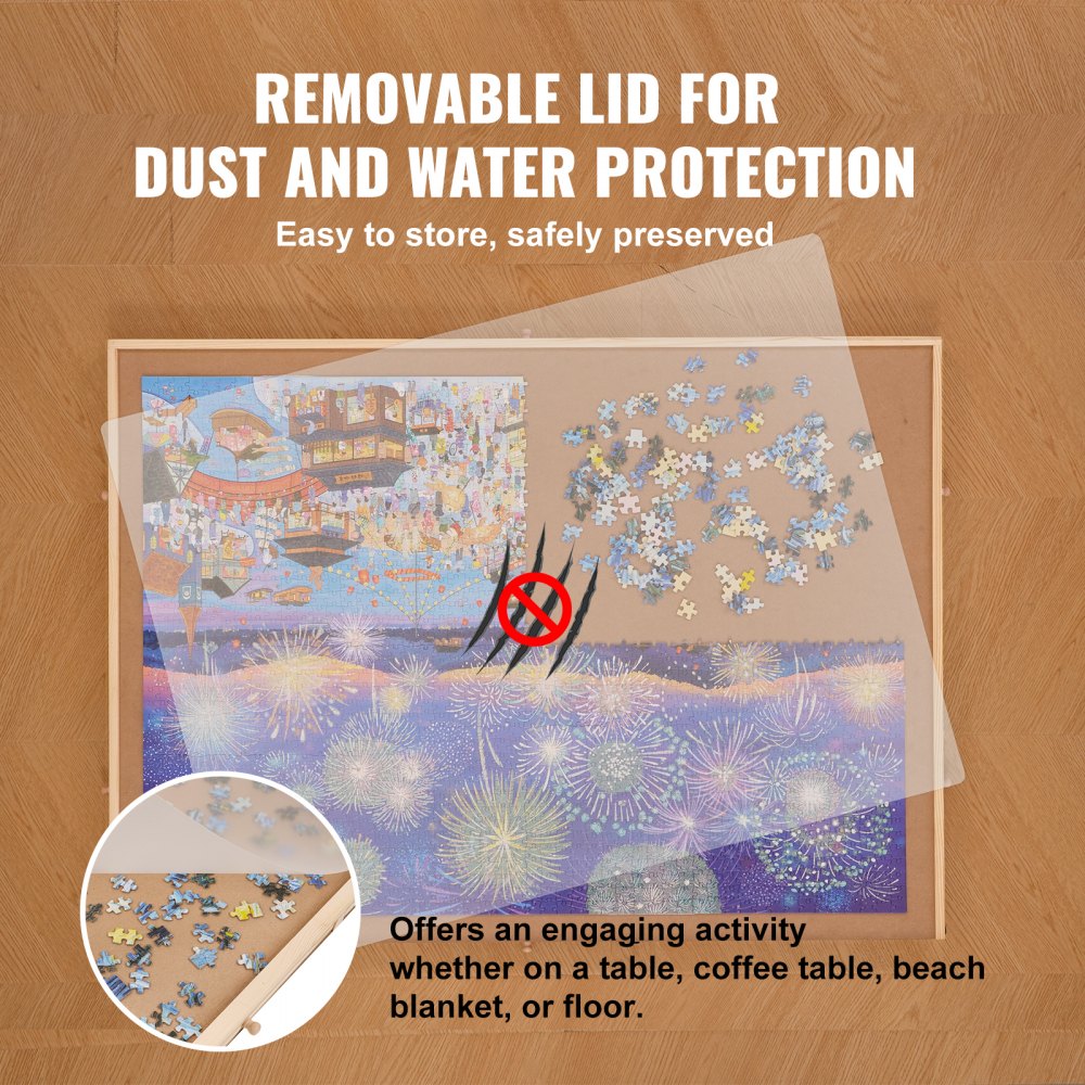 VEVOR Puzzletisch Puzzle Brett 2000 Teile, Puzzle Staffelei 360° Drehung Kiefer Puzzletisch, 1045 x 760 x 50 mm Puzzel Board mit 6 Ausziehbaren Schubladen, Puzzlespaß Spielspaß für Erwachsene & Kinder