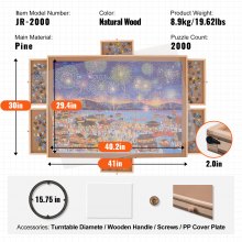 VEVOR Puzzletisch Puzzle Brett 2000 Teile, Puzzle Staffelei 360° Drehung Kiefer Puzzletisch, 1045 x 760 x 50 mm Puzzel Board mit 6 Ausziehbaren Schubladen, Puzzlespaß Spielspaß für Erwachsene & Kinder