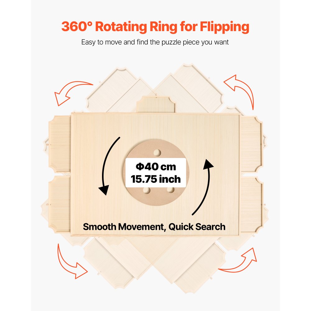 VEVOR 2000-teiliges drehbares Puzzlebrett mit 5 Schubladen & Abdeckung, tragbarer Puzzletisch (1045 x 763 x 36 mm), Puzzle-Zubehör für Erwachsene, Puzzle-Organizer-Aufbewahrungssystem Puzzle Boards