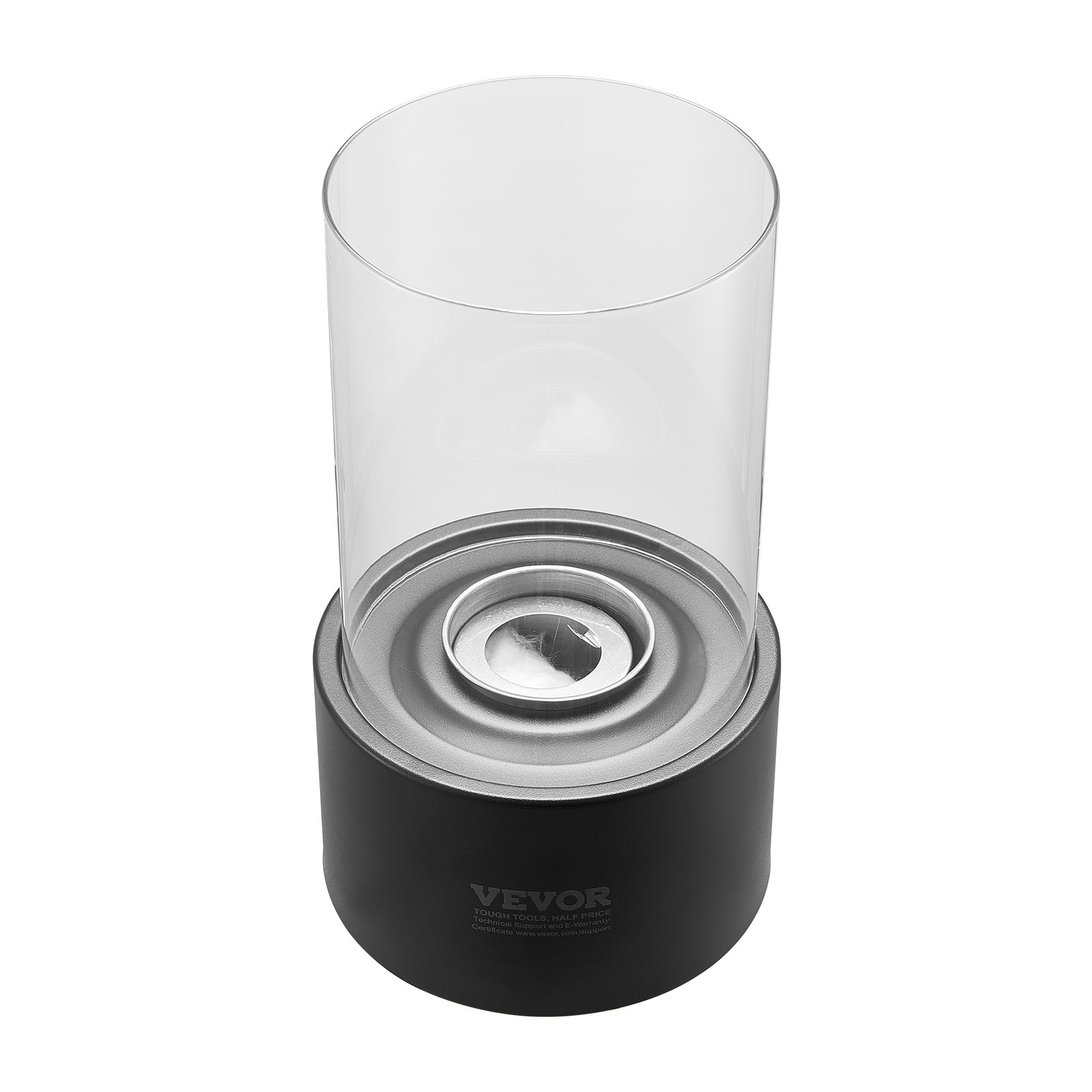 VEVOR Feuerstelle, φ160x285mm Tischkamin aus Metall, Dekoration für drinnen & draußen, Feuerschale für Reinigungsalkohol, Smores-Maker mit Glas, Feuerkorb für Terrasse & Balkon mit Feuerlöscherabdeckung