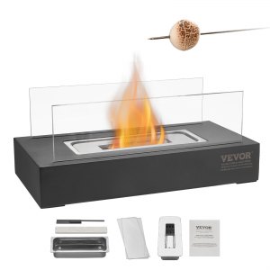 NEWIMAGE Tischfeuerstelle 40cm – Tragbarer Bioethanol-Kamin Für Drinnen & Draußen, Eleganter Tischkamin Mit Edelstahl & Glas, Rauchfrei & Ohne Schornstein, Gemütliche Atmosphäre Für Terrasse, Party & Zuhause
