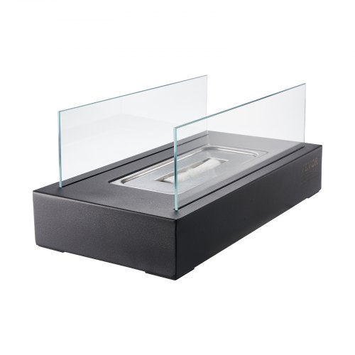 VEVOR Feuerstelle – 35x18x14cm Tischkamin Aus Metall, Dekoration Für Innen & Außen, Feuerschale Für Reinigungsalkohol, Inkl. Glas & Löschdeckel, Quadratisch