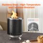 VEVOR Feuerstelle, Φ 150 x 205 mm Tischkamin aus Edelstahl für drinnen & draußen, Feuerkorb, Feuerschale mit Ständer, mit Holz oder Pellets befeuert, für Camping, Terrasse, Zylinder, schwarz