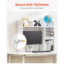 VEVOR Schreibtisch Bücherregal 2-stufiger Organizer (94,5 x 24,1 x 73,4 cm) Tischregale Schreibtisch Organizer Ausstellungsregal aus Spanplatten mit rutschfesten Füßen, für Büro Wohnheim, Weiß
